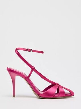 Fuchsia Satin effect Heel Sandal
